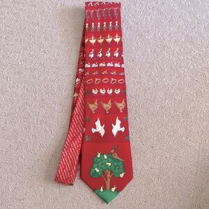 🎄 Vintage HOLIDAY TALES Twelve Days of Christmas neck tie.